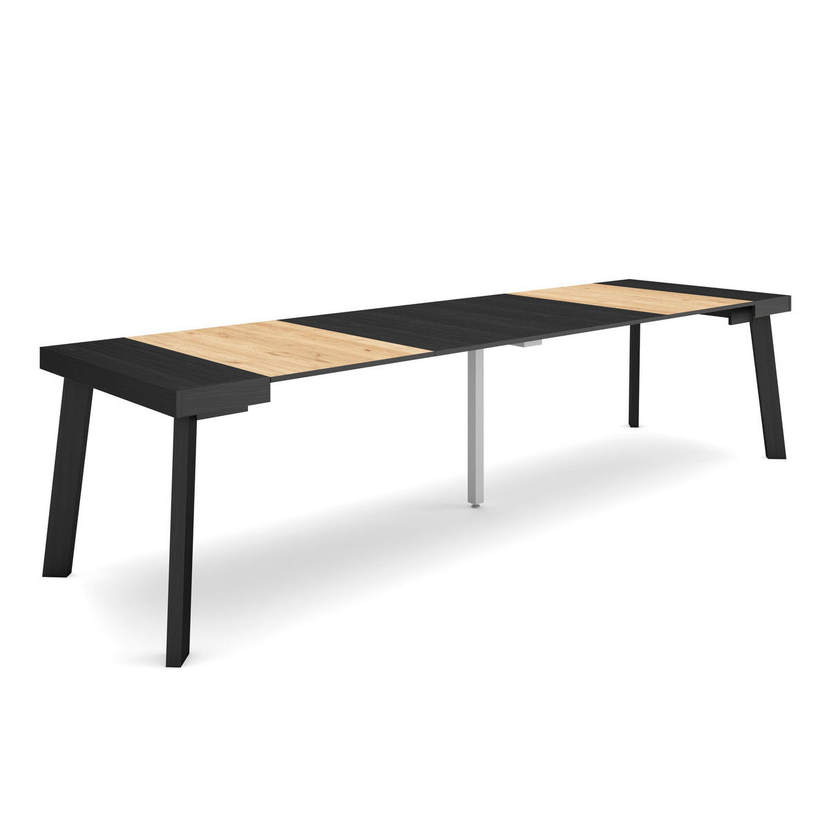 KONSOLENTISCH ausziehbar 58 bis 302cm, für 14 Gäste, schwarz eiche, 90/58/73cm - Eichefarben/Multicolor, Holzwerkstoff (90/302/73cm) - Skraut Home
