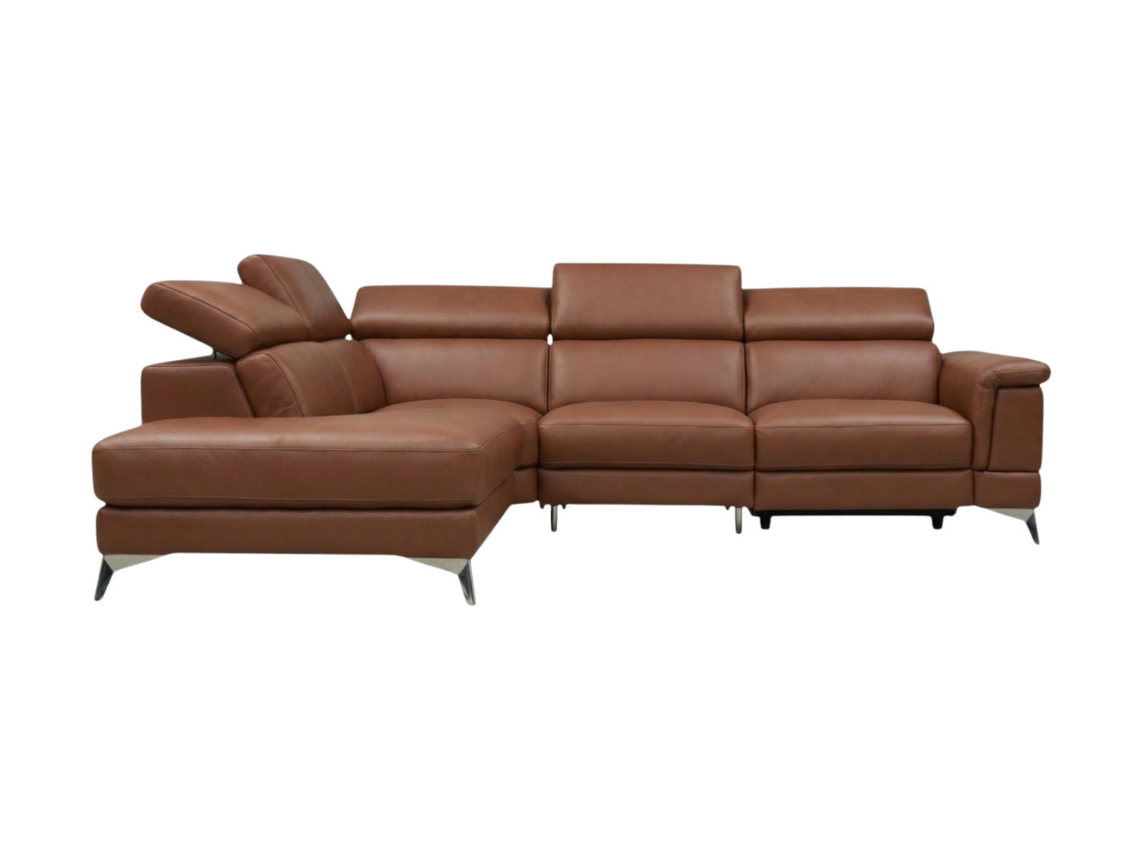 ECKSOFA Planet Echtleder Cognacbraun - Cognac, Leder/Metall (232/256cm)