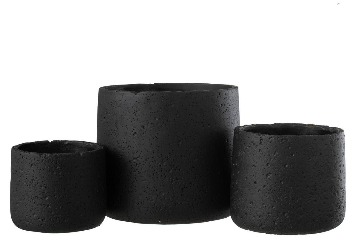 BLUMENTOPF POTINE - Töpferei - Schwarz - L - Ø 19 cm - Schwarz, Keramik (19/17cm) - J-Line