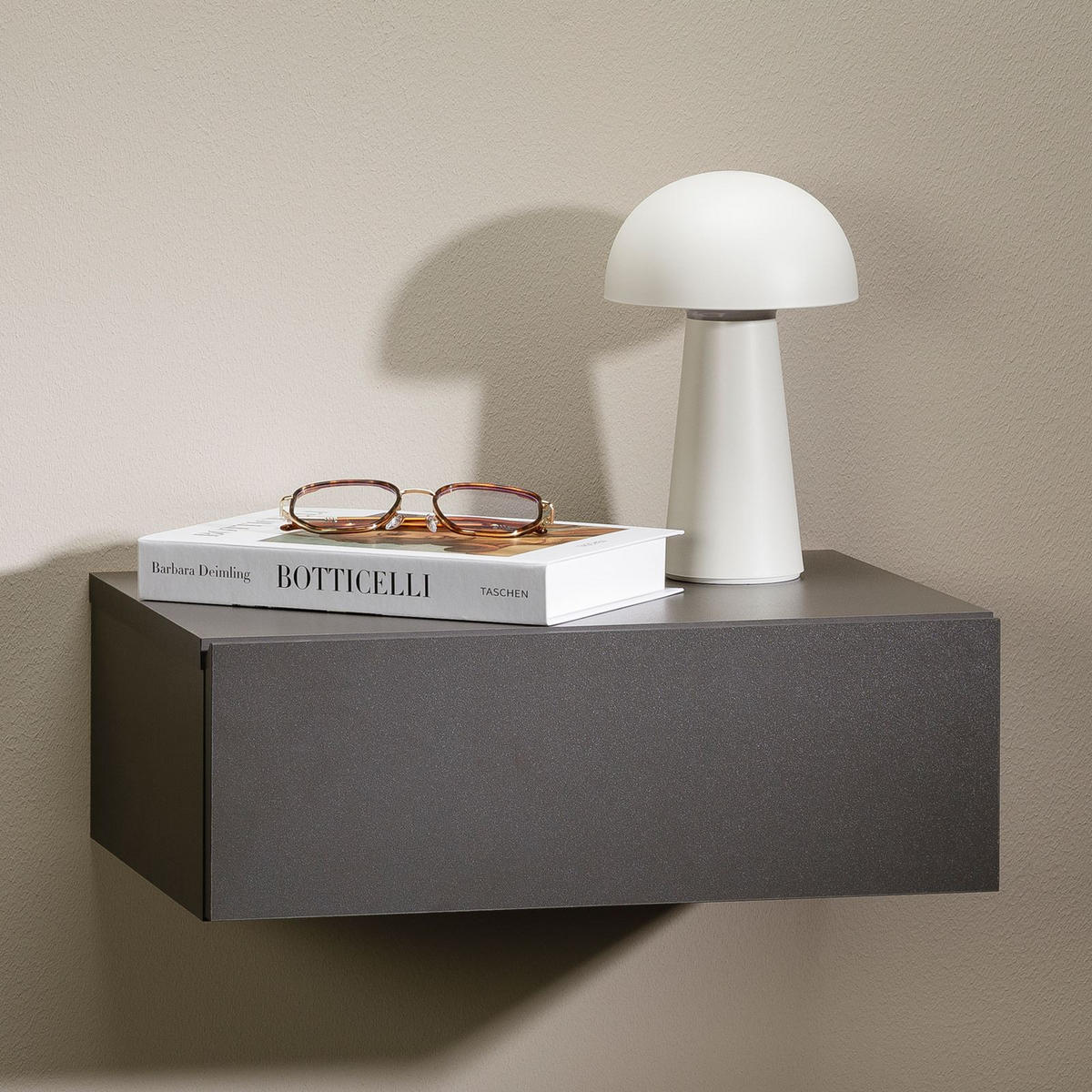 HÄNGENDER NACHTTISCH ANNE - Grau, Holzwerkstoff (42/14/30cm) - CARO-Möbel