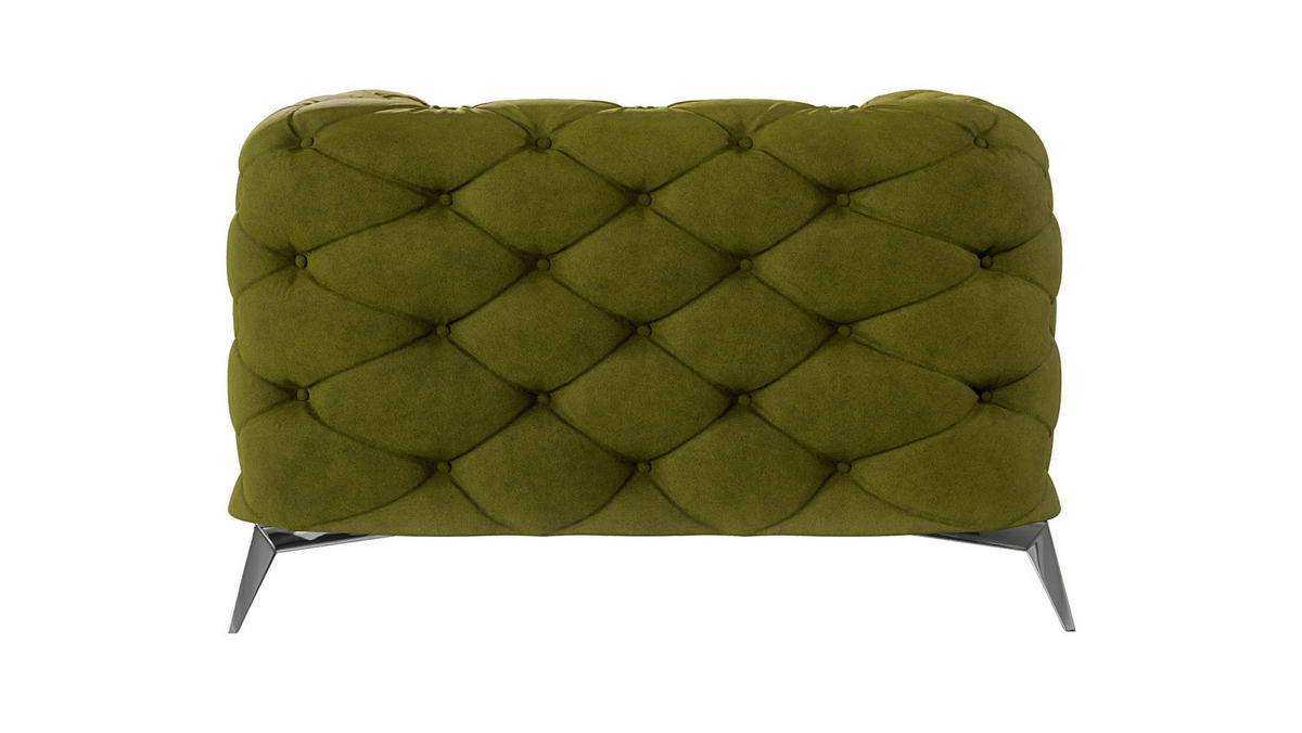 CHESTERFIELD-SESSEL Laura Olive Samt - Silberfarben/Olivgrün, Holz/Textil (125/75/100cm) - S-Style Möbel