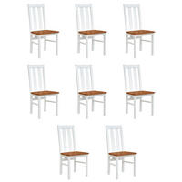 STÜHLE 8ER SET Belluno Elegante Kiefer weiß (RAL9010) lackiert / Kiefer gebeizt, Eichefarben 43 / 42 / 96cm - Eichefarben/Weiß, Holz/Holzwerkstoff (43/96/42cm) - Feldmann-Wohnen