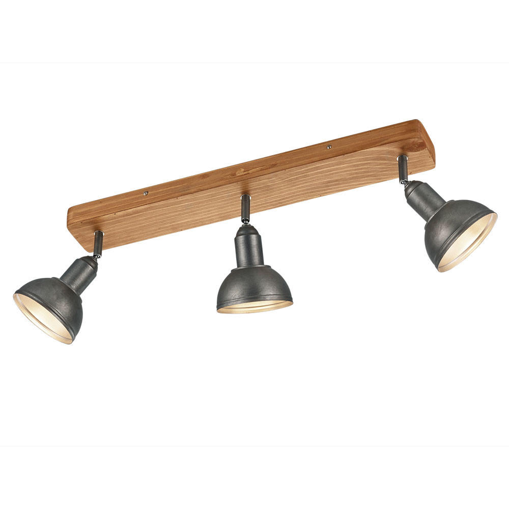 DECKENLEUCHTE Holz Nickel Antik Braun 3-flammig - Braun, Holz (58/11/20cm) - Trio Leuchten