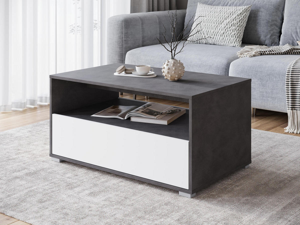 COUCHTISCH Nairobi II S02 - Alufarben/Weiß, Holzwerkstoff/Kunststoff (55/90/45cm) - MIRJAN24