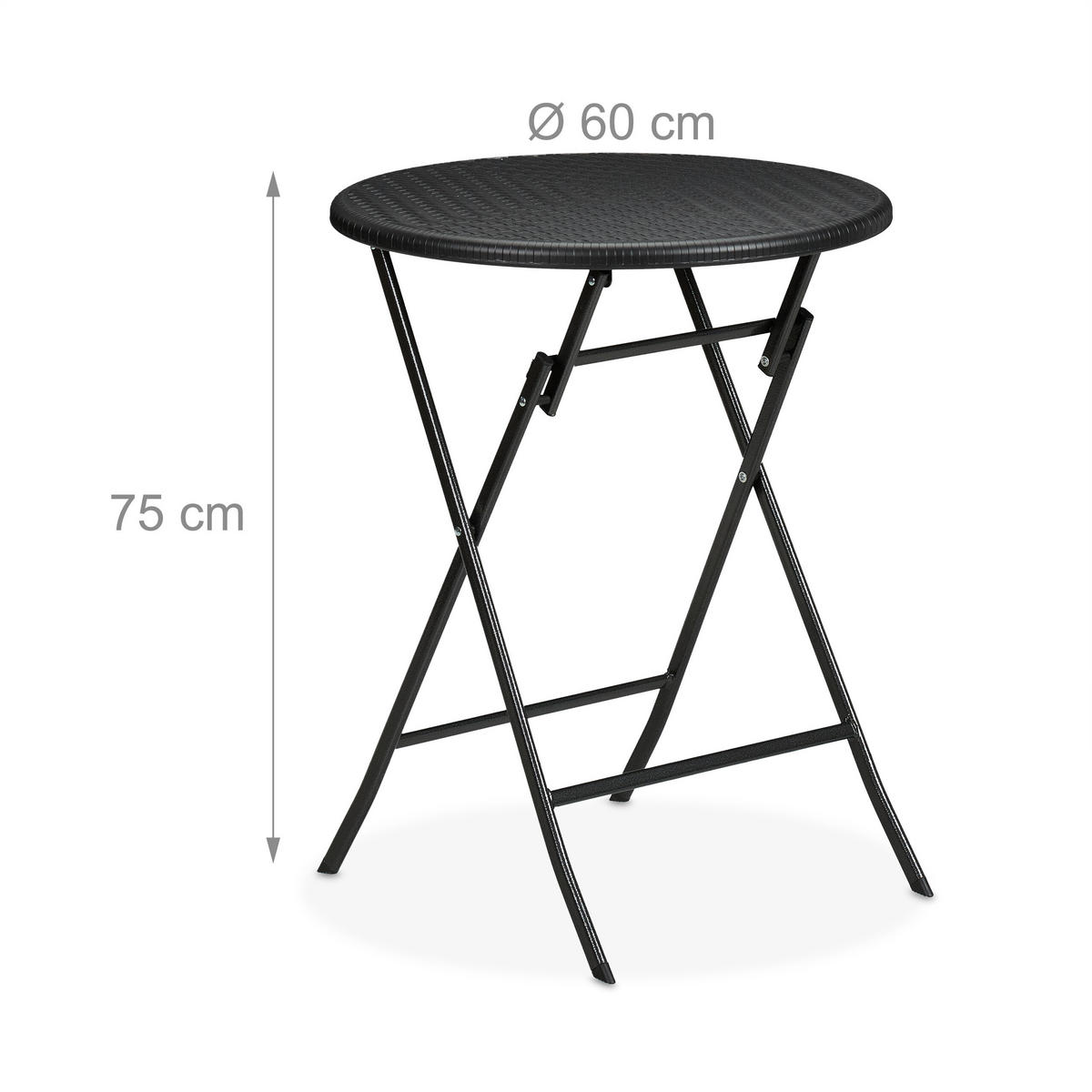 GARTENTISCH - Schwarz, Kunststoff/Metall (60/60/75cm) - Relaxdays