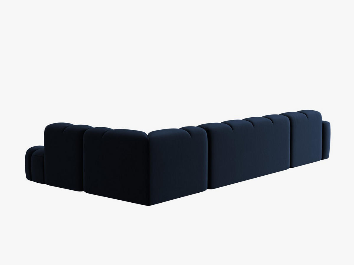 PANORAMASOFA rechts Lisa aus Samt königsblau 7 Sitzplätze - Dunkelblau, Textil (234/77/387cm) - Micadoni