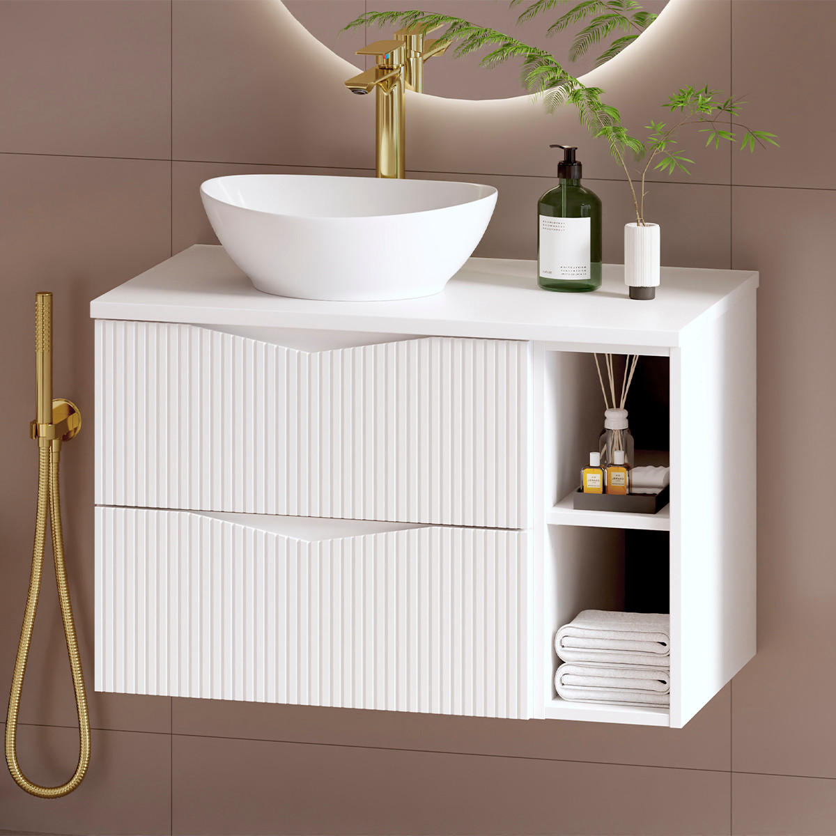 WASCHTISCHUNTERSCHRANK 80.6cm Tao Weiß - Weiß, Holzwerkstoff (80.6/52.2/46.5cm) - Petits-meubles