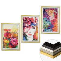 WANDBILDER 3er Set - 40x60 cm Goldrahmen - Intensives Blumenporträt einer Frau - Goldfarben, Kunststoff (40/60cm) - ArtPrintCave