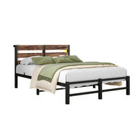 METALLBETT 120/200 cm Braun mit LED-Beleuchtung, USB-Ladestation und Stauraum unter dem Bett - Braun, Metall (120/200cm) - Oxeza