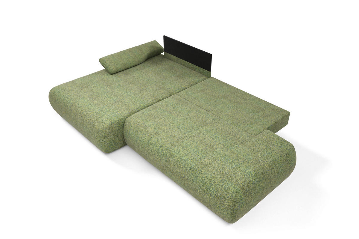 ECKSOFA DELTA L-S Grün Geflochtener Stoff mit Schlaffunktion - Grün, Holz (286/173.5cm) - MASSENO