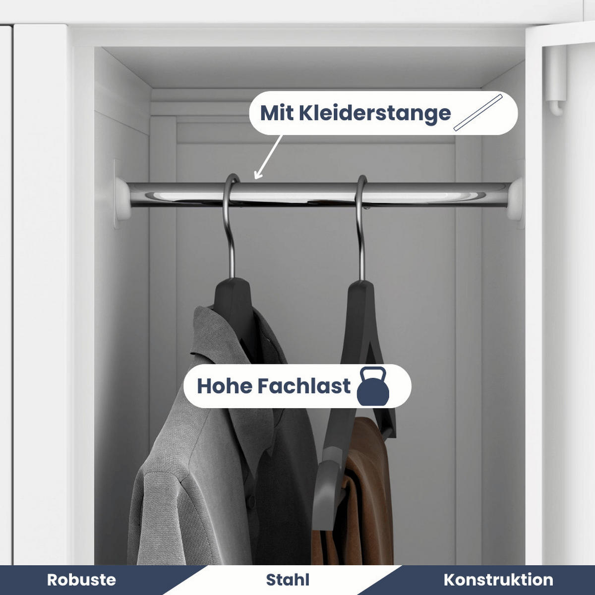 UMKLEIDESCHRANK Spind BERLIN 10 Abteile 172x136x45cm Weiß - Weiß, Metall (136/172/45cm) - DELUKE