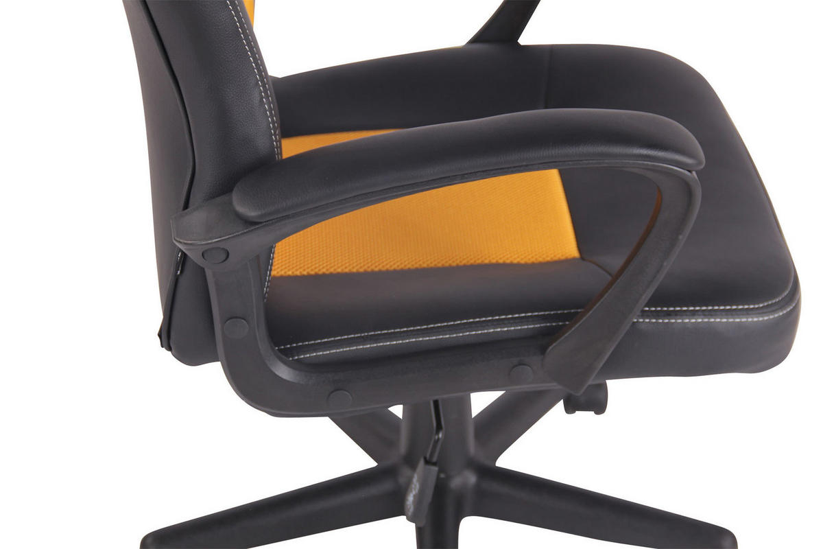 DREHSTUHL Lederlook schwarz/gelb - Gelb/Schwarz, Kunststoff/Textil (61/106/59cm) - CLP
