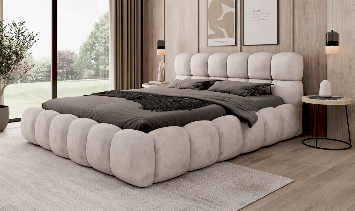 POLSTERBETT Aurelia - Creme, Holzwerkstoff/Textil (160/200cm) - Fun Möbel
