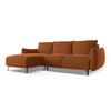 ECKSOFA mit Schlaffunktion Samt Stoff Orange - Terra cotta/Schwarz, Textil/Metall (162/242cm) - Makamii
