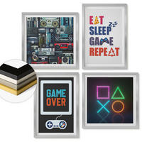 WANDBILDER 4er Set - 50x50 cm & 40x60 cm Silberner Rahmen - Spieleruntertitel - Silberfarben, Kunststoff (50/50cm) - ArtPrintCave
