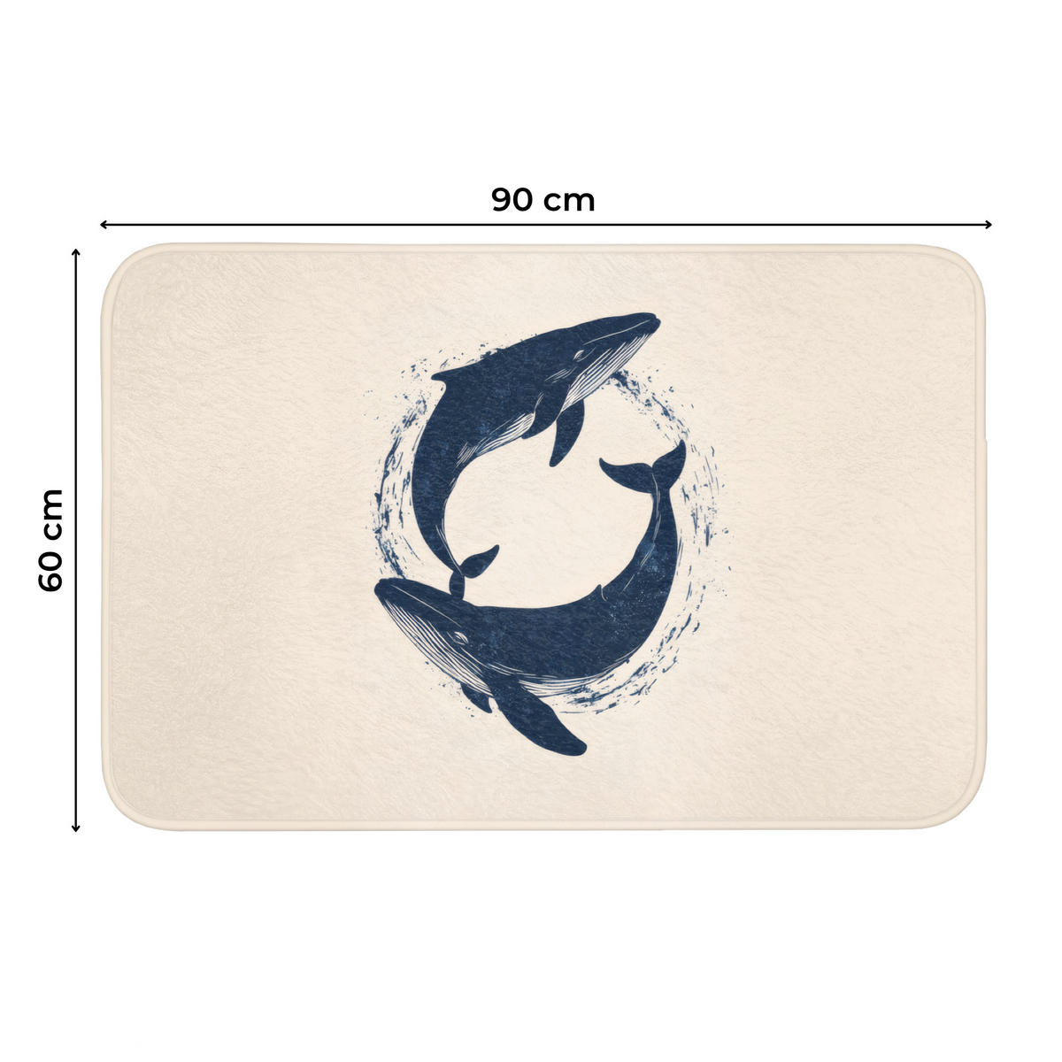 WC PŘEDLOŽKA Velryby - Stříkance - Kruh - Tmavě modrá 90x60 cm - tmavě modrá, textil/plast (90/1cm) - OnlyWow