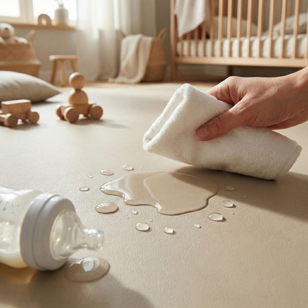 KRABBELMATTE rutschfest, Öko-Tex & Made in Germany, 60cm X 120cm Sand / Beige - Beige, Textil (60/120cm) - Sanosoft