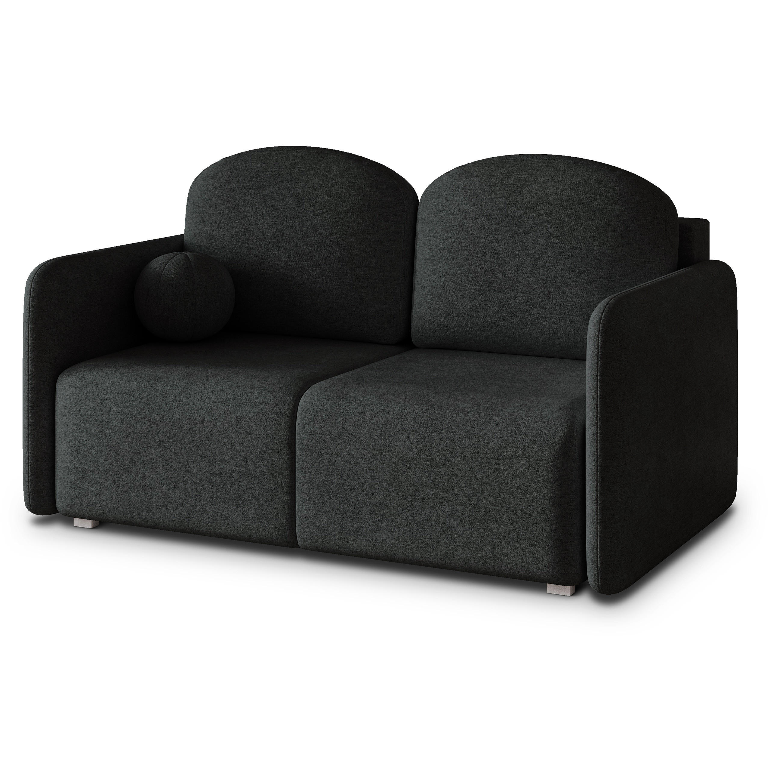BETTSOFA SUVI II NV Schwarz Geflochtener Stoff mit Schlaffunktion - Schwarz, Textil (90/85/153cm) - MASSENO
