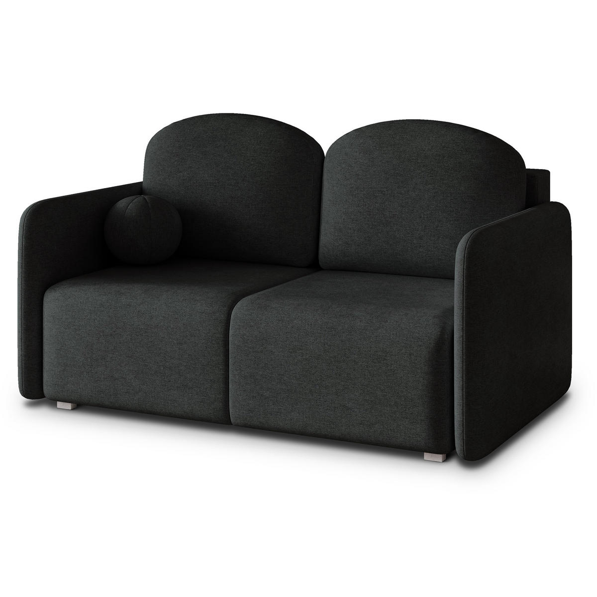 BETTSOFA SUVI II NV Schwarz Geflochtener Stoff mit Schlaffunktion - Schwarz, Textil (90/85/153cm) - MASSENO