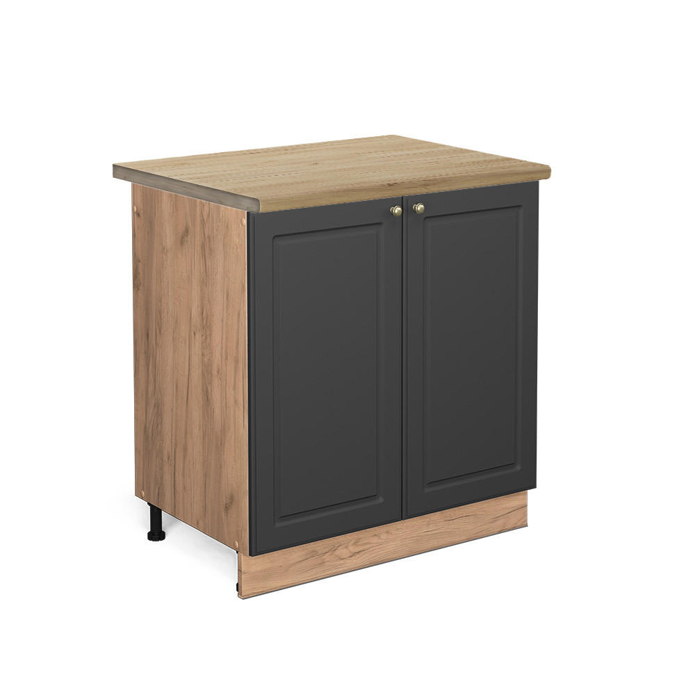 SPÜLENUNTERSCHRANK Fame-Line Anthrazit-Gold 80 cm, AP Eiche - Honigeiche/Anthrazit, Holzwerkstoff (80/82/60cm) - Vicco