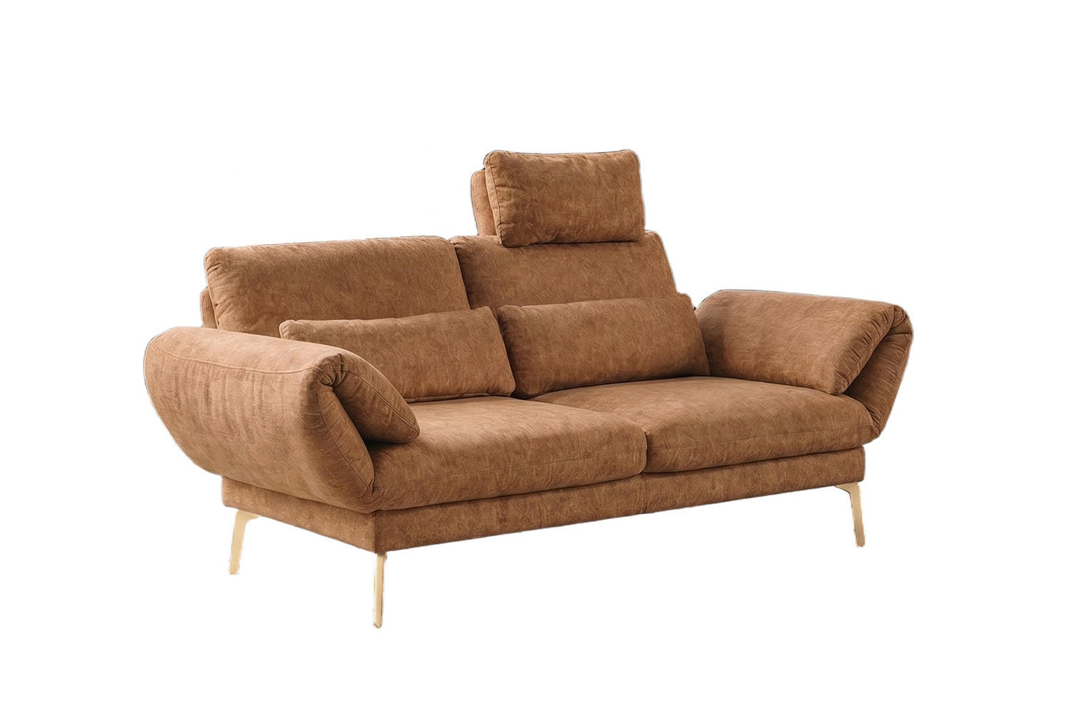 SOFA HOLLY Braun Flachgewebe - Dunkelbraun/Braun, Textil/Metall (176/90/92cm) - KAWOLA