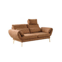 SOFA HOLLY Braun Flachgewebe - Dunkelbraun/Braun, Textil/Metall (176/90/92cm) - KAWOLA