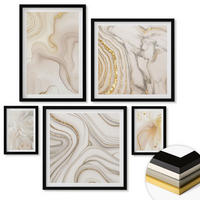 WANDBILDER 5er-Set - 50x50 cm & 20x30 cm & 40x60 cm Schwarzer Rahmen - Landschaften Natur Felder Sonne - Schwarz, Kunststoff (40/60cm) - ArtPrintCave