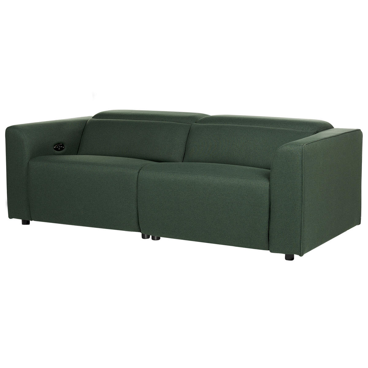 2-SITZER-SOFA dunkelgrün USB-Port elektrisch verstellbar Ulven - Grün, Textil (222/76/106cm) - Beliani