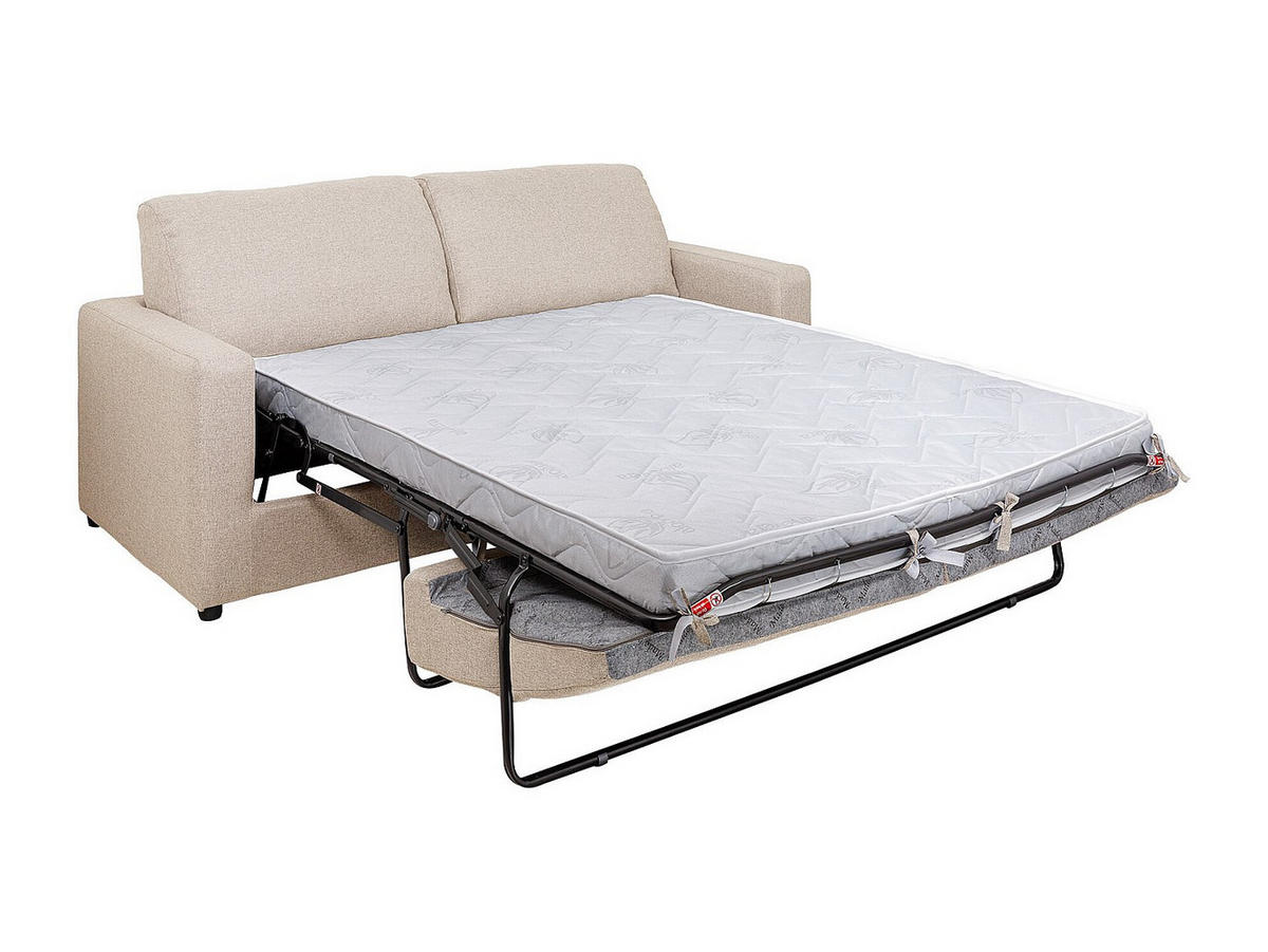 SCHLAFSOFA - 3 Personen - stoff - beige Doneto - Beige, Textil (194/90/223cm) - Vente-Unique