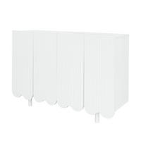 SIDEBOARD in Weiß Tropfenförmiges Anrichte mit geformten Türen für Wohnzimmer und Esszimmer, B120/T37.5/H80.8 cm - Weiß, Holzwerkstoff/Metall (120/80.8/37.5cm) - STILVORA
