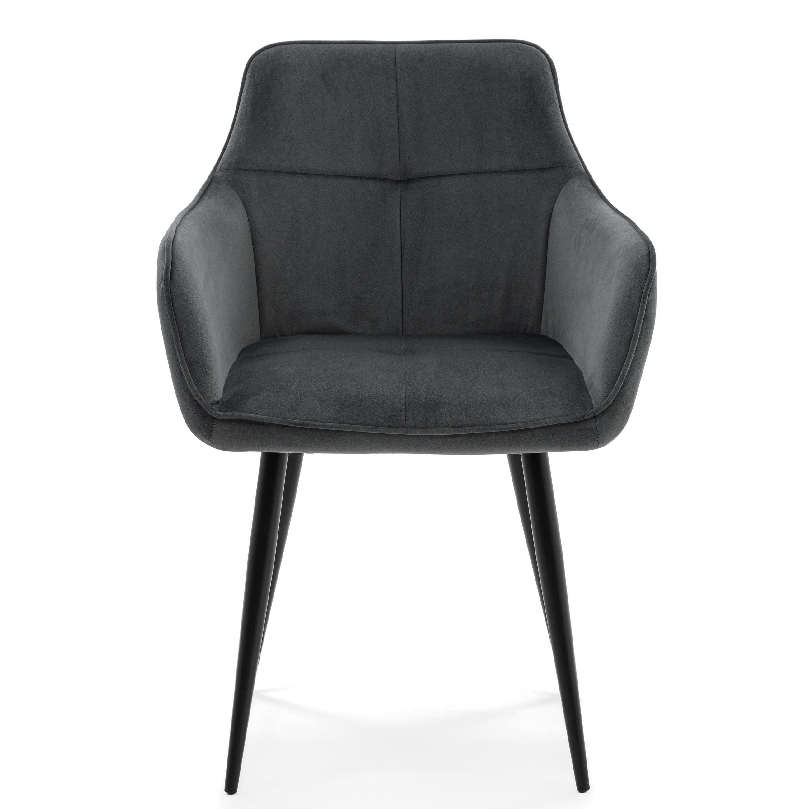 STUHL QUATTRO gepolstert mit Steppung - grau - Samt Velours - Schwarz/Grau, Textil/Metall (58/88/58cm) - NEW HOME