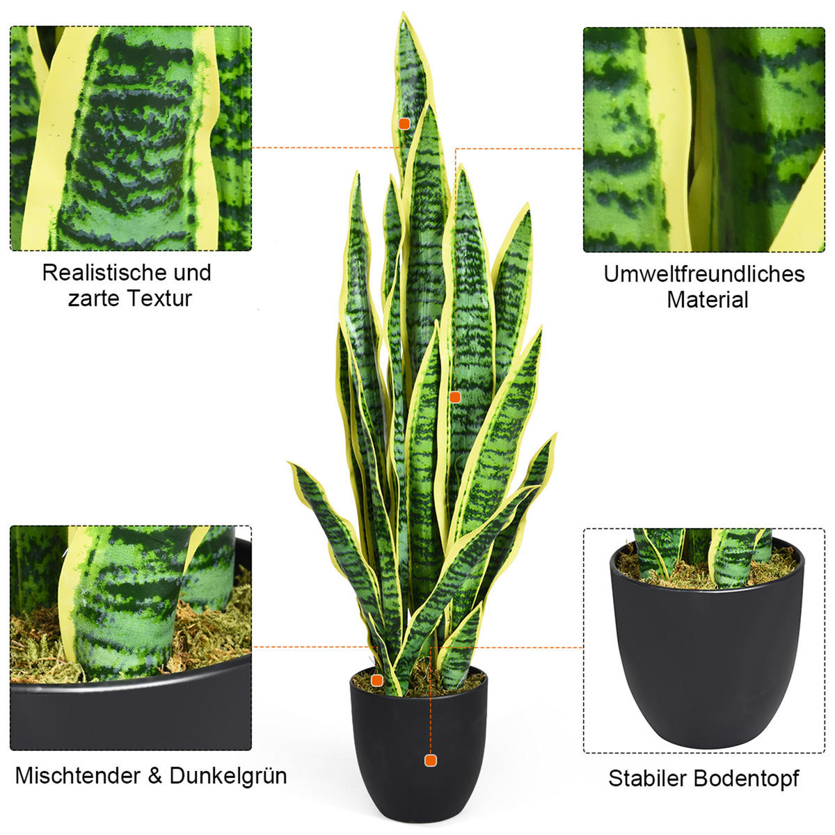 KUNSTPFLANZE Grün - Grün, Kunststoff (90cm) - COSTWAY