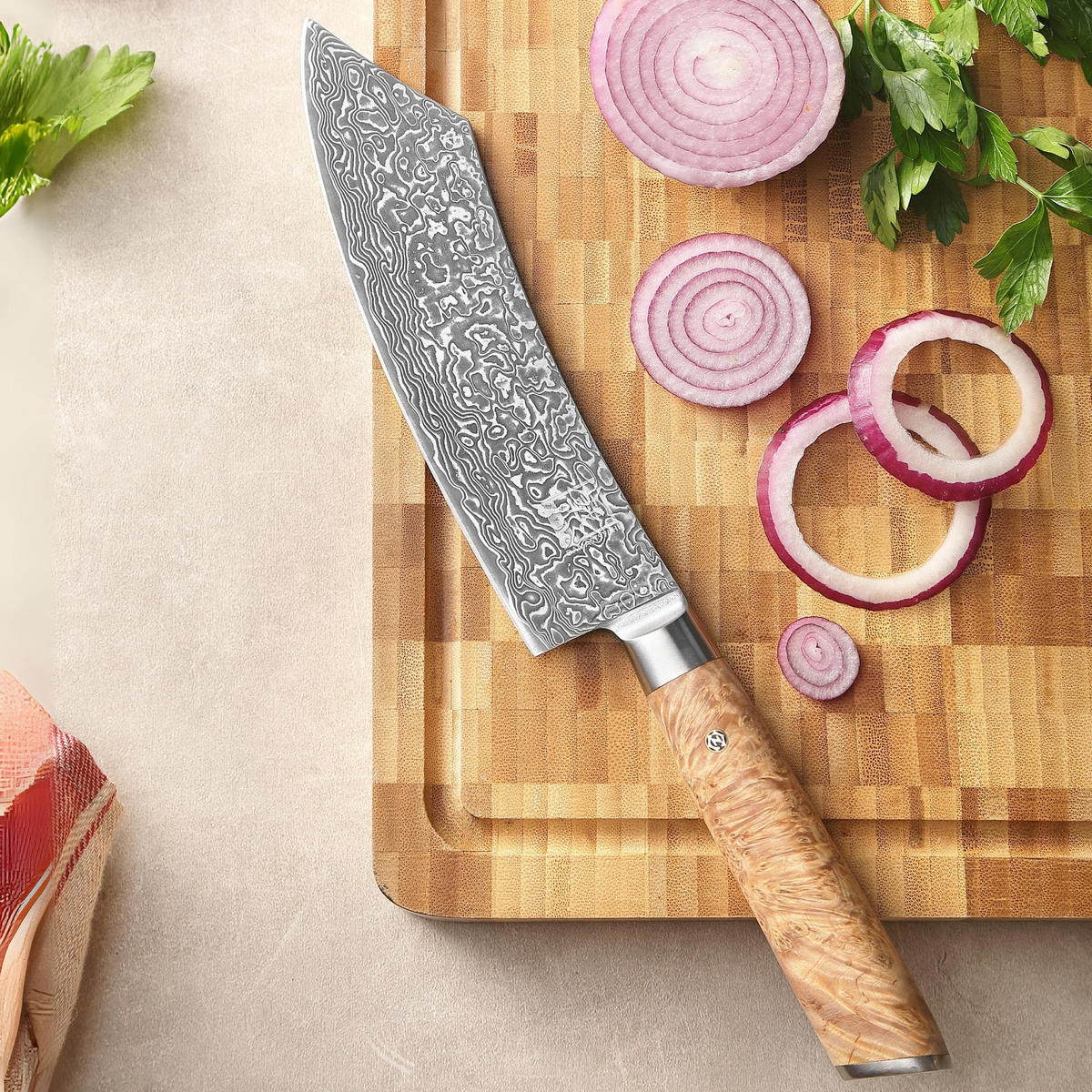 BLOCKMESSER 20 cm - Birkefarben, Holz/Metall (34cm) - Zayiko