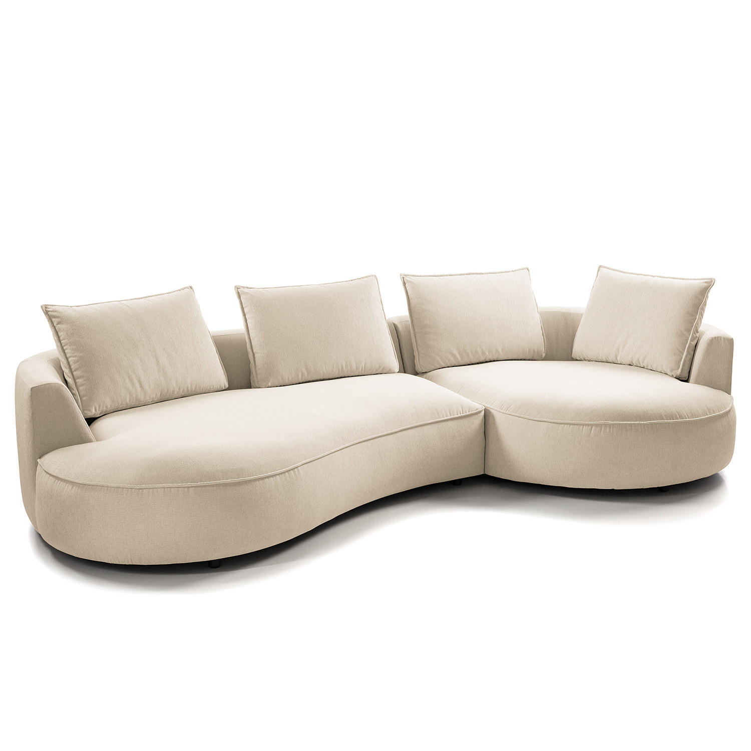 BIGSOFA - Beige/Schwarz, Kunststoff/Textil (322/82/154cm) - home24
