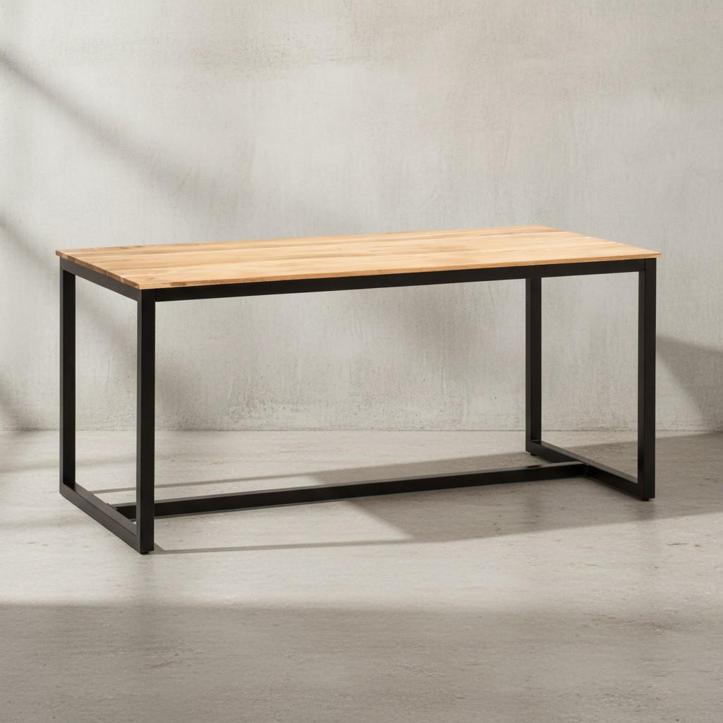 ESSTISCH Massivholz Metall Rechteckig Loft-Stil, Akazie 120x60x76 cm - Schwarz/Akaziefarben, Holz/Metall (60/120/76cm) - KADIMA DESIGN