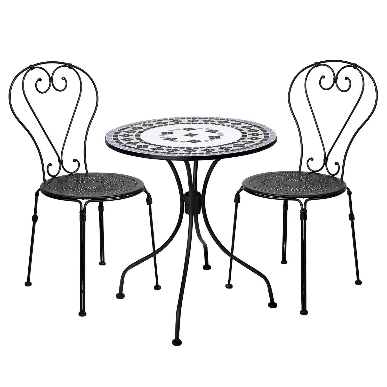 GARTENMÖBEL-SET (3-teilig) Palazzo - Blau, Keramik/Metall - BUTLERS