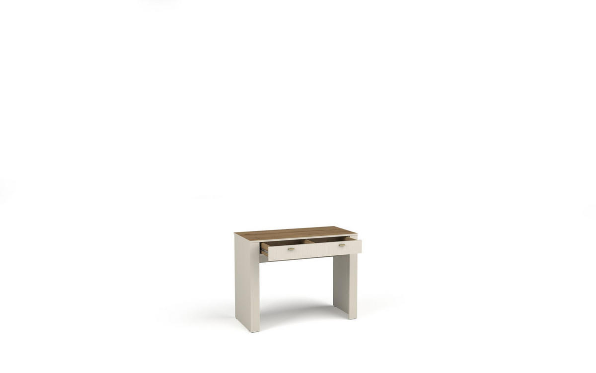 JUGENDZIMMER Mossa in Kashmir & Eiche Whisky 4 teilig mit Polsterbett 120er Breite, Kleiderschrank Schreibtisch und Nachttisch - Beige, Holzwerkstoff (80/200/120cm)