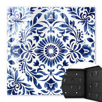 SCHLÜSSELBOX Schwarz 30x30 cm- Türöffnung nach rechts - Blumenschmuck - Blau, Metall (30/30/5cm) - TULUP