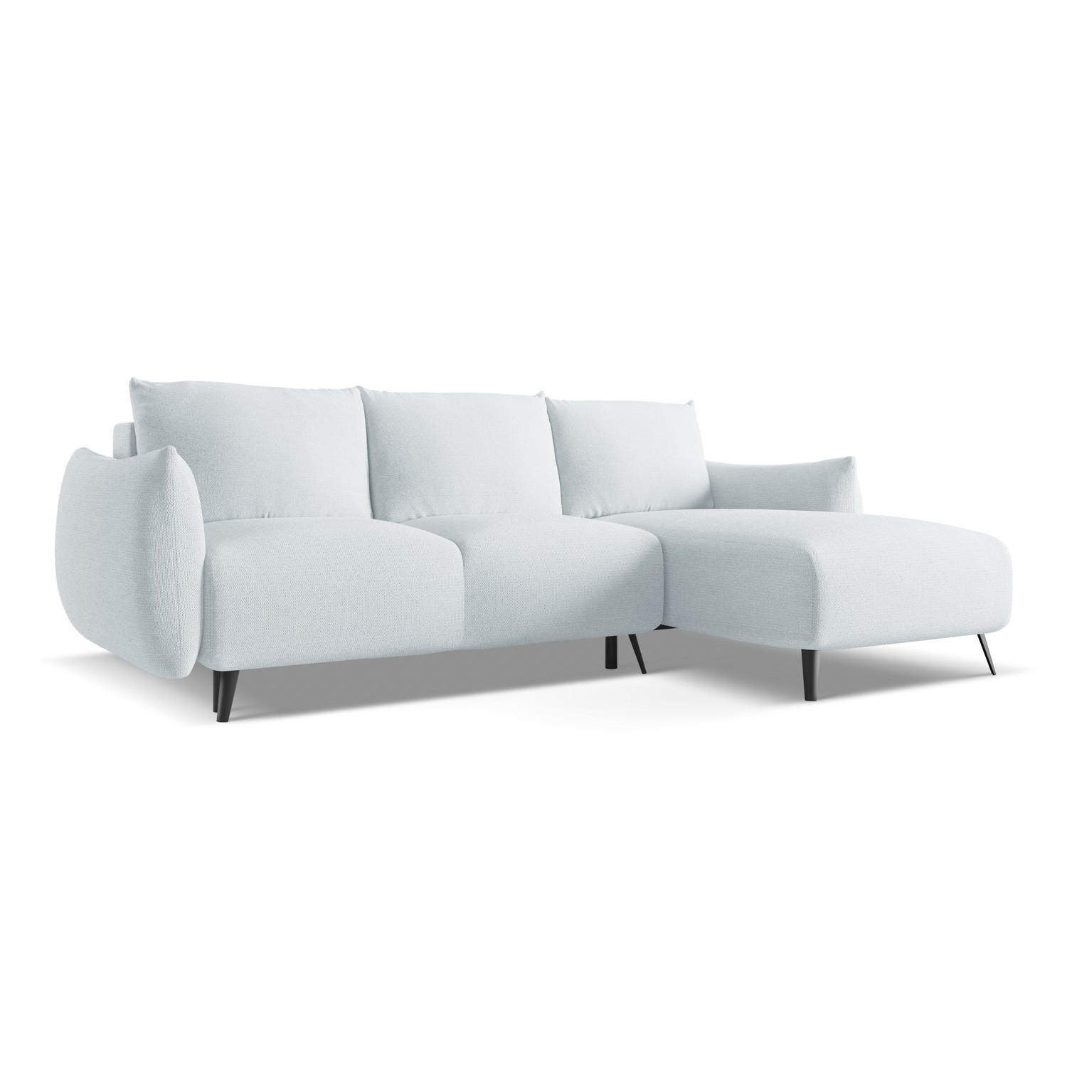 ECKSOFA mit Schlaffunktion Chenille Stoff Blau - Blau/Schwarz, Textil/Metall (242/162cm) - LaMiaSofa