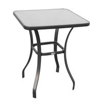 GARTENTISCH aus Metall 68,5x68,5x84 cm Schwarz mit gehärteter Glasplatte - Naturfarben, Metall (68.5/68.5/84cm) - Modfu