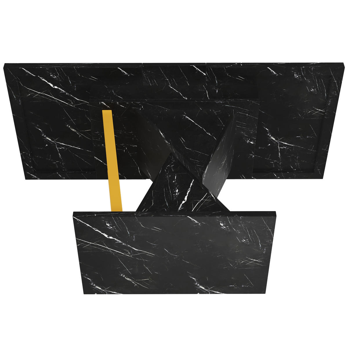 ESSTISCH 110/80/76 cm Schwarz ausziehbar mit Marmoroptik Tischplatte aus MDF - Schwarz, Holzwerkstoff (110/80/76cm) - OKWISH