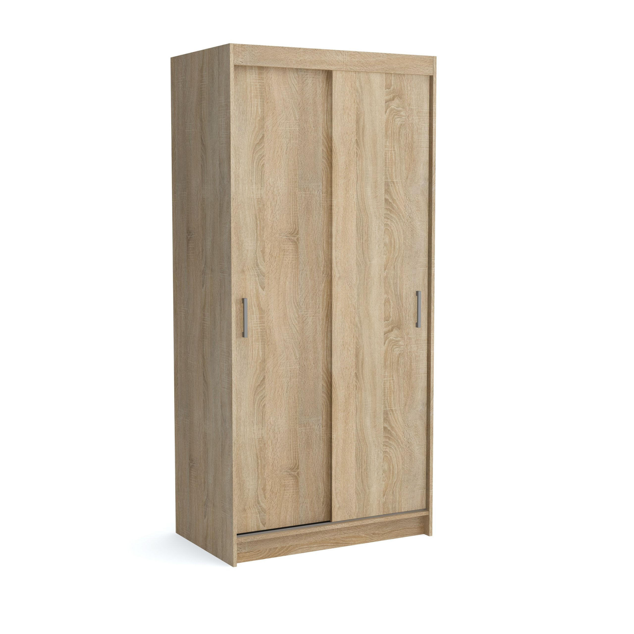SCHWEBETÜRENSCHRANK NICOLA 100/215/60 cm 2-türig mit Spiegel Sonoma Eiche - Sonoma Eiche, Holzwerkstoff (100/215/60cm) - MASSENO