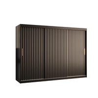 SCHWEBETÜRENSCHRANK 200/250/62 3-türig - Goldfarben/Schwarz, Holz/Kunststoff (250/200/62cm) - Abiks Möbel