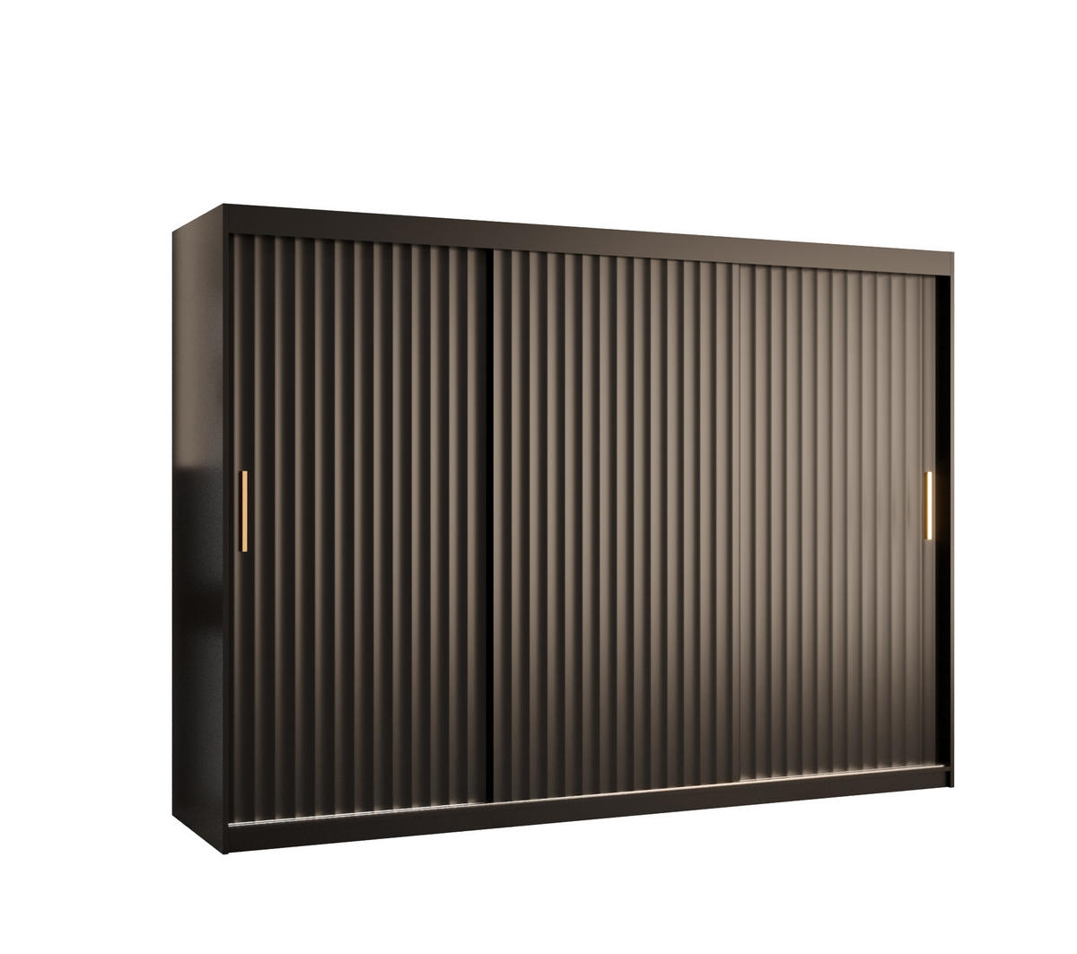 SCHWEBETÜRENSCHRANK 200/250/62 3-türig - Goldfarben/Schwarz, Holz/Kunststoff (250/200/62cm) - Abiks Möbel