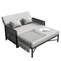 GARTENMÖBEL, 2-Personen Outdoor-Liegebett, Rückenlehne 0-65°, Grau - Grau, Textil (131.5/91/151.3cm) - FLIEKS