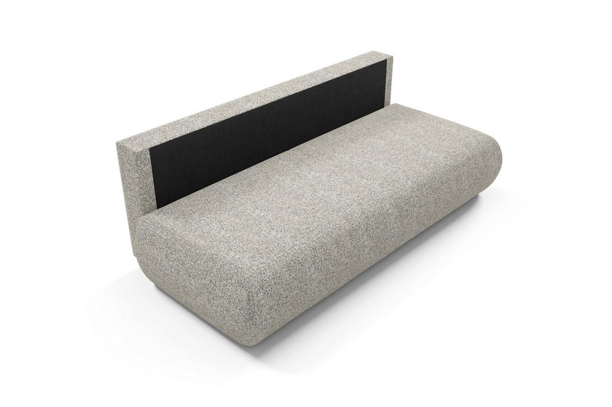 BETTSOFA DELTA Hellgrau Geflochtener Stoff mit Schlaffunktion - Hellgrau, Holz (214/74/100cm) - MASSENO