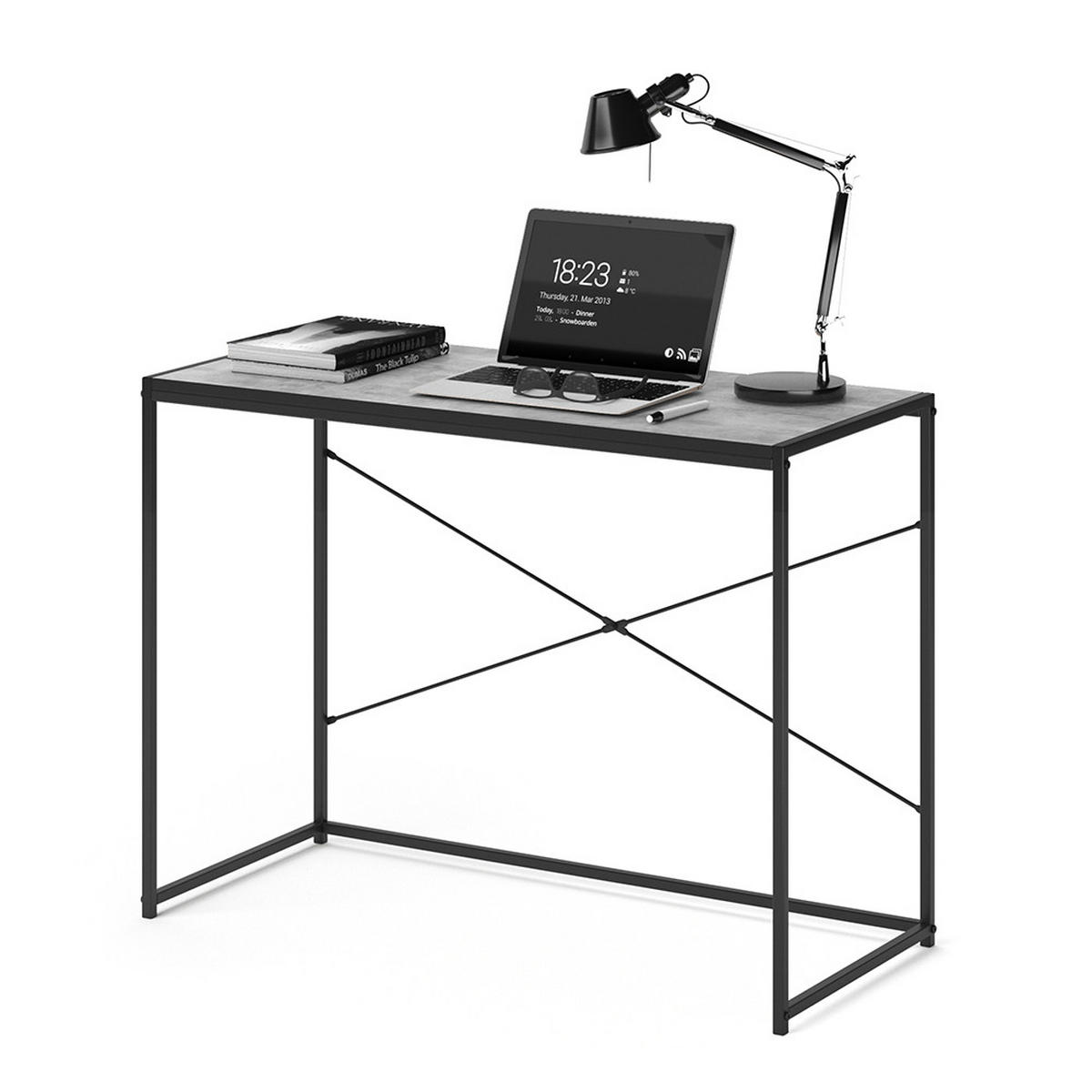 SCHREIBTISCH Fyrk Beton 100 x 45 cm - Schwarz/Grau, Holzwerkstoff (45/100/75cm) - Vicco