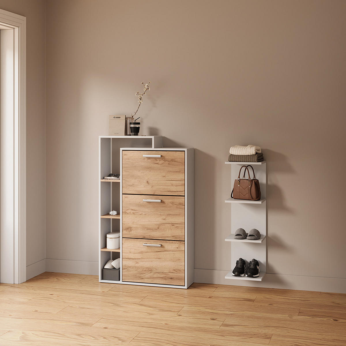 WANDREGAL Vesuvio Weiß 30 x 95 cm - Weiß, Holzwerkstoff (30/95/28cm) - Livinity®