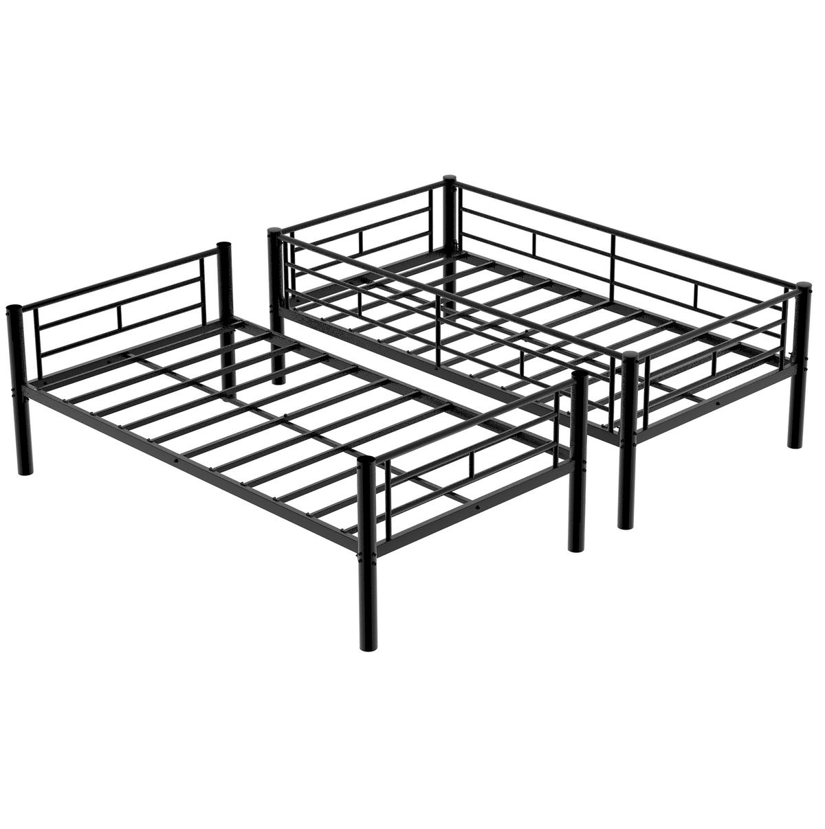 ETAGENBETT 90/190 cm schwarz aus Eisen teilbar mit Leiter - Schwarz, Metall (90/190cm) - OKWISH