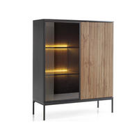 VITRINE Graphit, Wotan Eichefarben 104/126/39 cm Deo - Eiche Wotan/Schwarz, Naturmaterialien/Glas (104/126/39cm) - Graingold